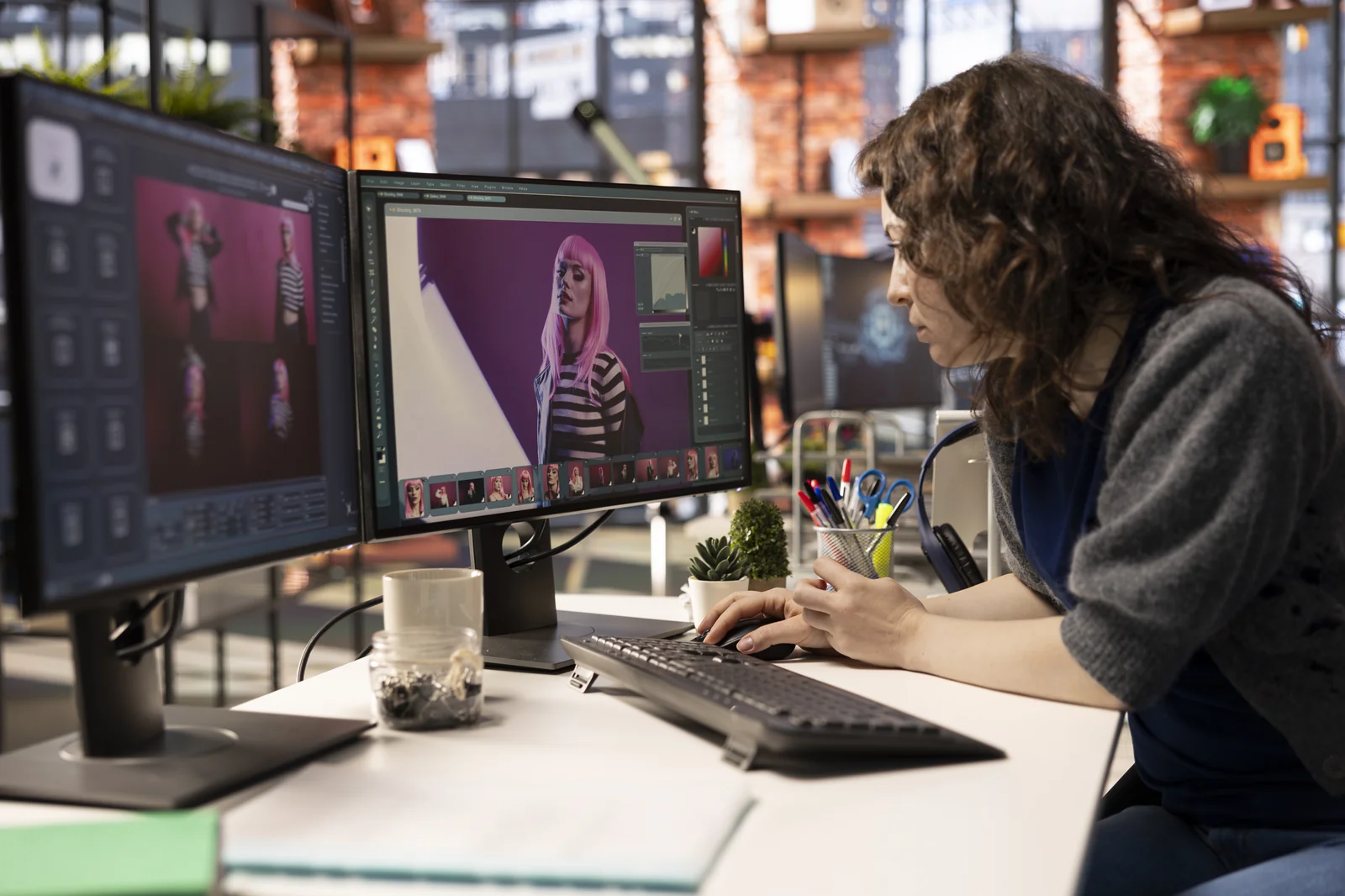 Retouche photo professionnelle sur double écran