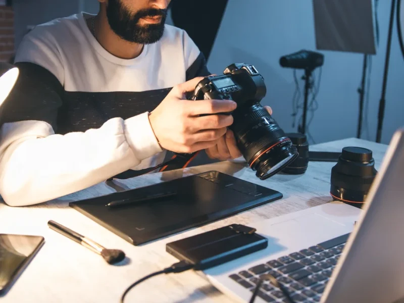 Photographe studio sombre materiel setup