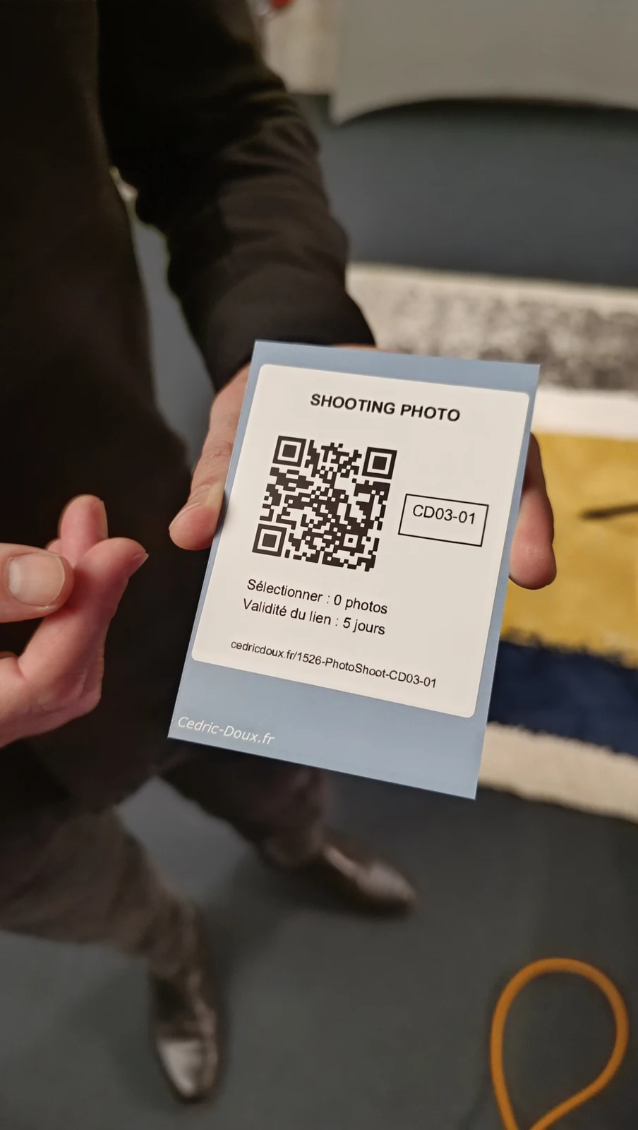 Ticket avec QR code pour accès galerie photo privée