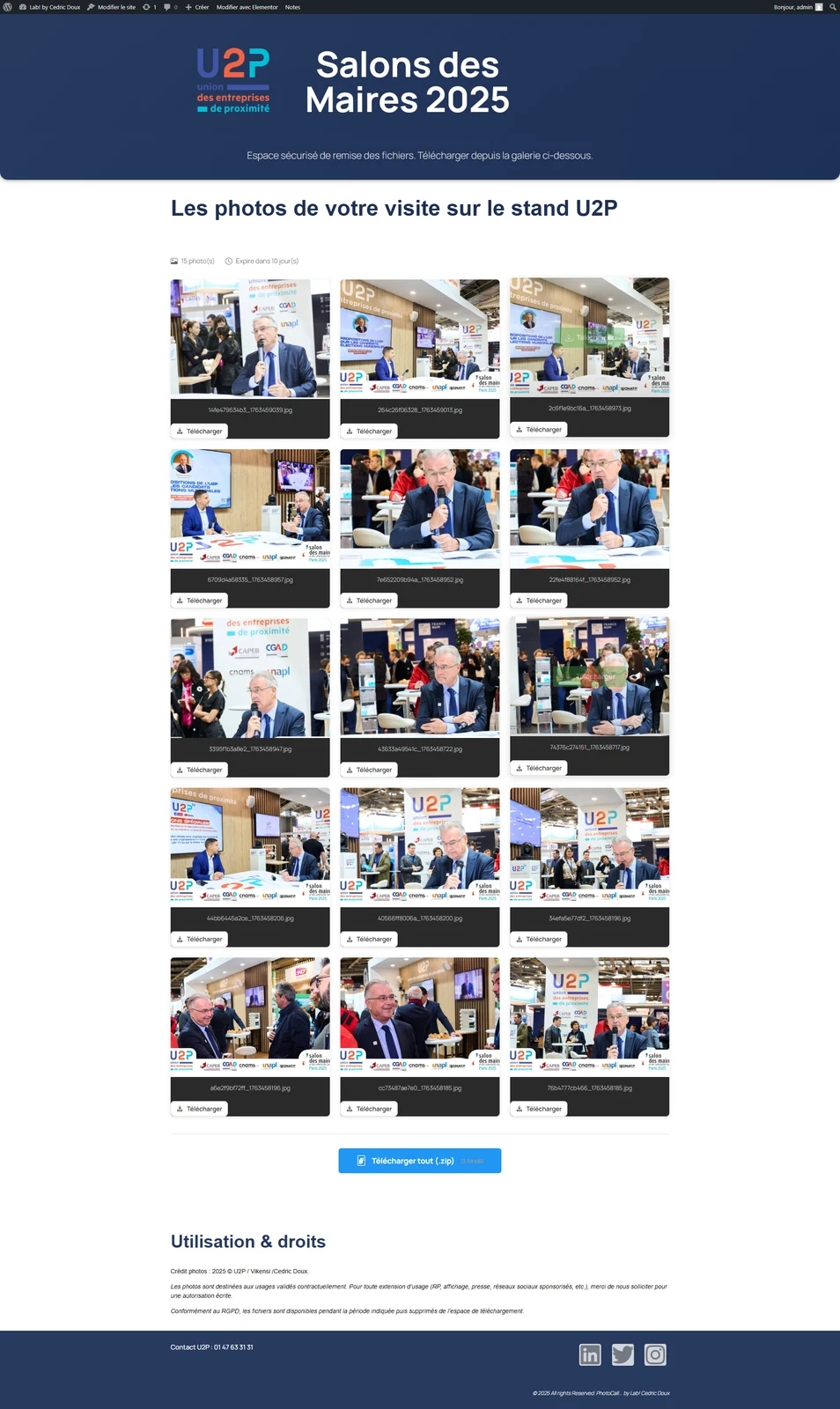 Exemple de galerie privée U2P au Salon des Maires